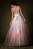 Simple Ombre A-line Spaghetti Straps Floor-length Long Prom Dresses TP0825 - Tirdress