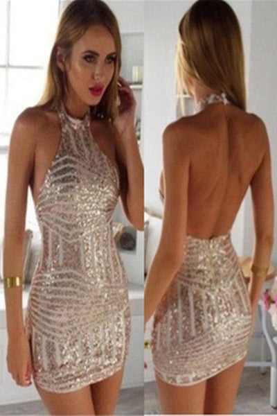 Sleeveless Open Back Tight Short Rose Gold Homecoming Dress US6 / Custom Color