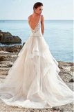 Spaghetti Straps Neckline A-Line Wedding Dress With Beaded WD195 - Tirdress