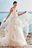 Spaghetti Straps Neckline A-Line Wedding Dress With Beaded WD195