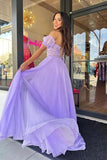 Strapless Lilac Tulle Long Evening Dress A-Line Floor Length Prom Dress TP1202 - Tirdress