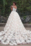 Stunning V-Neck Cap Sleeves Ball Gown Floor Length Wedding Dress TN0050 - Tirdress