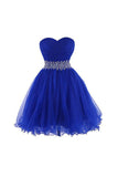 Sweetheart Royal Blue Homecoming Dresses Short Prom Dresses With Beading TR003