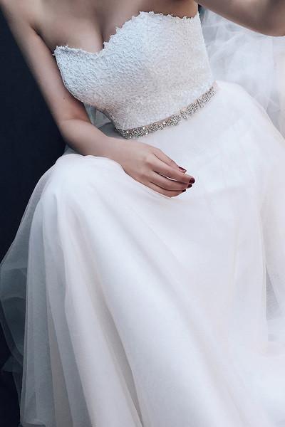 Sweetheart A-line Lace Tulle Wedding Dresses With Court Train WD091 - Tirdress