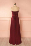 Sweetheart Neck Chiffon Burgundy Long Prom Dress Bridesmaid Dress PG422 - Tirdress