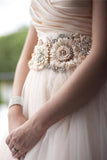 Sweetheart Strapless Flowers Beading Wedding Dress With Court Train WD092 - Tirdress
