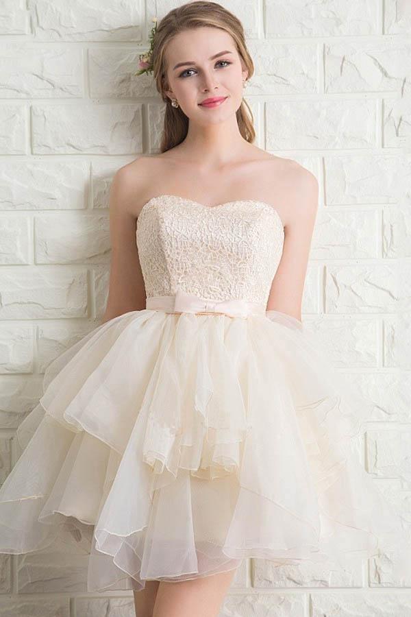 Sweetheart Tulle Lace Homecoming Dresses Short Prom Dresses PG173 - Tirdress