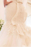Tulle Mermaid Wedding Dress With Lace Appliques WD299 - Tirdress