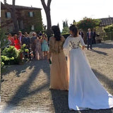 Wedding Dresses Bateau Embroidery Romantic Half Sleeve Bridal Gown TN241 - Tirdress