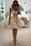A-Line Sheer Corset Bodice Floral Homecoming Dress Party Dress-Tirdress
