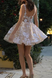 A-Line Sheer Corset Bodice Floral Homecoming Dress Party Dress-Tirdress