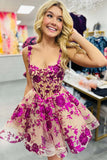 A-Line Sheer Corset Bodice Floral Homecoming Dress Party Dress-Tirdress