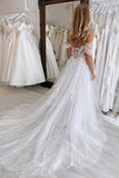 A-Line Sweetheart Tulle Appliques Beach Wedding Dress Bridal Gown-Tirdress