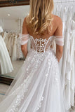 A-Line Sweetheart Tulle Appliques Beach Wedding Dress Bridal Gown-Tirdress