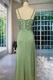 A-line Corset Green Lace Embroidered Prom Dress with Beaded-Tirdress