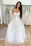 A Line Delicated Lace Wedding Dress Sweetheart Neck Boho Wedding Gown TN344