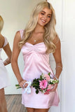 A Line Sweetheart Cute Pink Short Homecoming Dress with Lace-Tirdress