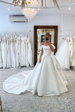 Ball Gown Off the Shoulder Satin Simple Wedding Dress Bridal Gown TN365