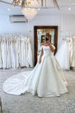 Ball Gown Off the Shoulder Satin Simple Wedding Dress Bridal Gown TN365-Tirdress