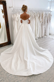 Ball Gown Off the Shoulder Satin Simple Wedding Dress Bridal Gown TN365-Tirdress