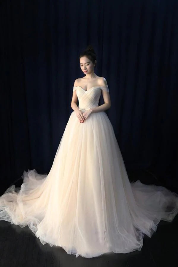 Ball Gown Tulle Sweetheart Lace up Bowknot Wedding Dresses WD200-Tirdress