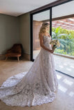 Ball Gown Lace Wedding Dress With Detachable Long Sleeves Bolero TN358