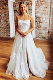 Beach Wedding Dress for Bride Tulle Lace Appliqued Wedding Gown-Tirdress