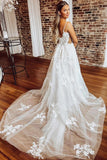 Beach Wedding Dress for Bride Tulle Lace Appliqued Wedding Gown-Tirdress
