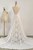 Bohemian Wedding Dress Lace V Neck Long Elegant Bridal Gown-Tirdress