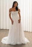 Chic Tulle A-Line Empire Elegant Lace Appliques Wedding Dress-Tirdress
