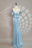 Cold Shoulder Light Blue Corset Long Prom Dress Party Dress-Tirdress
