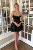 Cute A Line Satin Short Corset Yellow Homecoming Dress with Beading-Tirdress