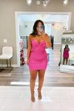 Cute Bodycon V Neck Royal Blue Satin Short Homecoming Dress-Tirdress