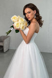 Elegant A-Line Spaghetti Straps Sweetheart Tulle Simple Wedding Dress TN363-Tirdress