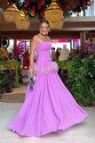 Elegant Strapless Empire Waist with Feathers Evening Dress Prom Dress