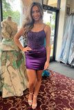 Emerald Green Straps Lace Appliques Tight Homecoming Dress Party Dress-Tirdress