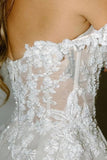 Fairy A Line Off the Shoulder Appliques Long Wedding Dresses Bridal Gown TN384-Tirdress