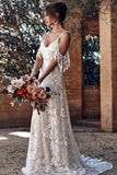 Ivory Bohemian Scoop Neckline Open Back Lace Wedding Dress  TN385