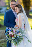 Ivory Floral Wedding Dress with Colorful Embroidery and Bow Straps-Tirdress