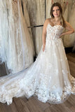 Ivory Strapless A-Line Wedding Dress with Floral Appliques TN403-Tirdress