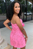 Lace Sweetheart Pink Strapless Bodycon Homecoming Dress TN431-Tirdress