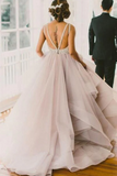 Long Custom Wedding Gowns A Line Scoop Neckline Organza Wedding Dress TN0079 - Tirdress