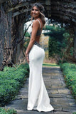 Long Spaghetti Straps Mermaid White Wedding Dress With Lace Appliques TN337 - Tirdress