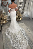 Mermaid Appliqued Sweetheart Boho Wedding Dress With Court Train-Tirdress