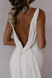 Mermaid Deep V-Neck Backless Simple Wedding Dress Bridal Gown-Tirdress