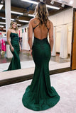 Mermaid Elastic Satin Spaghetti Straps Prom Dress Tight Formal Dress TP1231-Tirdress