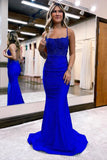 Mermaid Elastic Satin Spaghetti Straps Prom Dress Tight Formal Dress TP1231-Tirdress