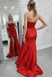 Mermaid Satin Pleated Royal Blue Long Prom Dress Party Dress With Bow-Tirdress