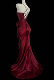 Mermaid Scoop Neck Satin Burgundy Prom Dress Party Dress with Bow-Tirdress