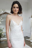 Mermaid Spaghetti Straps Sweep Train Appliqued Wedding Dress TN142-Tirdress